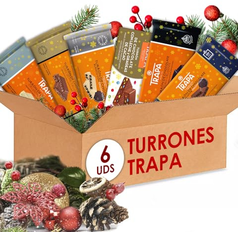 Lote Turrones TRAPA IAMI – 6 Tabletas Premium | Chocolate Crujiente Variado | Surtido Navidad | Idea Regalo Gourmet | Dulces Navideños para Cestas y Reyes