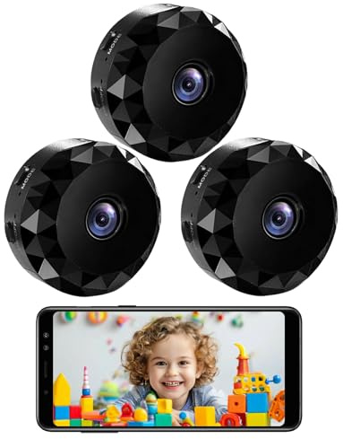 Confezione da 3 mini telecamere nascoste 1080P HD WiFi, mini telecamera wireless per interni per la sicurezza domestica, micro telecamera segreta Bluetooth, piccolo monitor con rilevamento del