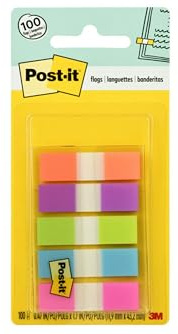 Post-it 6835CBEU Små Registerflikar, Blå, Gul, Rosa, Violett, Grön, 11,9x43,2 mm, Paket med 100 Blad
