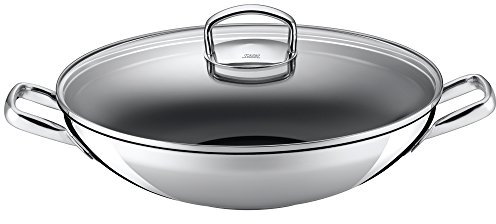 Silit Hongkong Wokpfanne Induktion 36 cm, mit Glasdeckel, Wok Induktion Edelstahl beschichtet, Keramikbeschichtung,