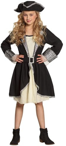 Boland 82280 – Barndräkt piratin tracy, för flickor mellan 4 och 6 år, ca 120–130 cm, hatt, klänning, bälte, kostymset, sjörövare, fridare, temafest, karneval