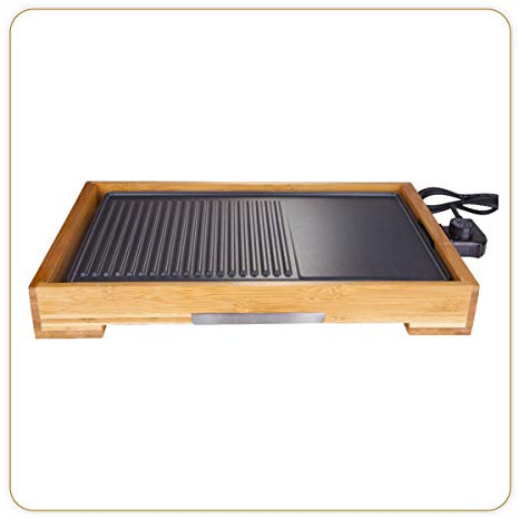 LITTLE BALANCE Plancha Plancha Grill, 2 en 1, 2200 W, Bambú auténtico