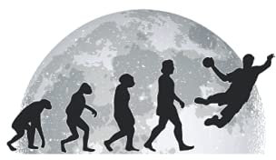 Handball Notizbuch: Handballer Evolution Mond Handball Geschenk / 6x9 Zoll / 120 karierte Seiten Seiten