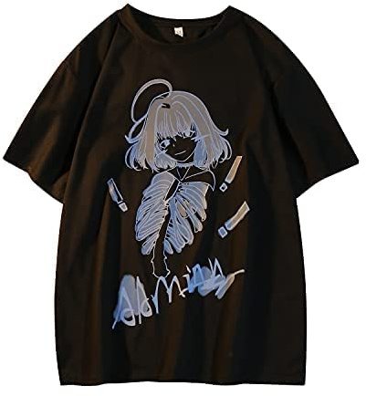 Skateboard Frog Sommer Goth T-Shirt Damen Anime Ästhetischer Druck Harajuku | Y2K Grunge Gothic Harajuku Kawaii Streetwear Frauen T Shirt Cartoon Druck Kurzarm Top Schwarz Weiß lässiges Alltagsaccessoire