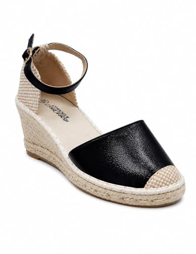 Espadrilles Femme Compensées Confortables 6 cm – Sandales Été Élégantes en Toile & Corde avec Bride Cheville