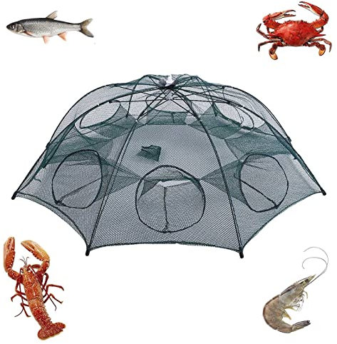 Gefaltetes Fischernetz, Fischernetzfalle mit Kescher, faltbares und tragbares Fischfischernetz zum Krabben-, Garnelenfischen, Krebsnetz zum Fangen Kleiner Köderfische
