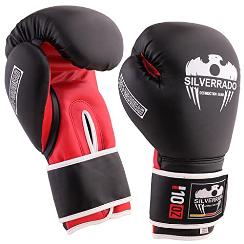 SILVER RADO® Boxningshandskar för professionell kampsportsträning Muay Thai kickboxning MMA sparring slaghandskar läder för män och kvinnor 8 10 12 14 16 oz (Röd, 10oz)