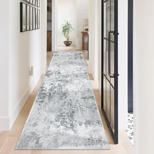 Homcomodar Abstrakt löparmatta för hallar 65 x 240 cm moderna mattlöpare i fuskull för kök mjuk sovrumsmatta fäller inte prydnadsmattor för sovrum tvätt förutom