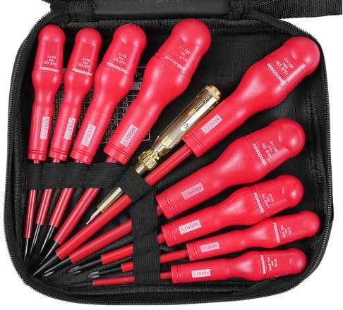 YIWENG Set di cacciaviti isolati Cacciavite da elettricista isolato da 1000 V con 4 cacciaviti Phillips e 5 cacciaviti a tao Manico scivolo Set di cacciaviti professionali premium tutto in