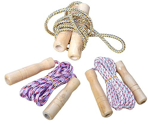 Happyyami 3stücke Holz-springseil Für Junge Mädchen Mit Verstellbarem Übungsseil Leichtes Übungsseil Für Mobile Nutzung Robustes Design Für Anfänger