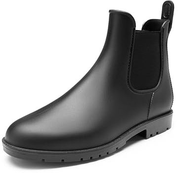 DREAM PAIRS Gummistiefel Herren Halbhoch Chelsea Boots Gummischuhe Herren Arbeitsschuhe Wasserdichte Stiefel,Size 44,Schwarz,SDRB2401M-E