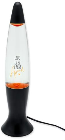 nox light Lavalampe schwarz mit individuellem Druck - ihr personalisierter Text Logo Foto (orange)