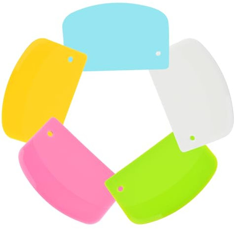 FORTINGO 5 Pack Dough Scraper, 5.3 x 3.6 Inch Plastic Bench Scraper, Bowl Spatula, Kitchen Pastry Cutter Tool for Bread Dough, Pastry, Pizza, Baking Cake (Multicolor)