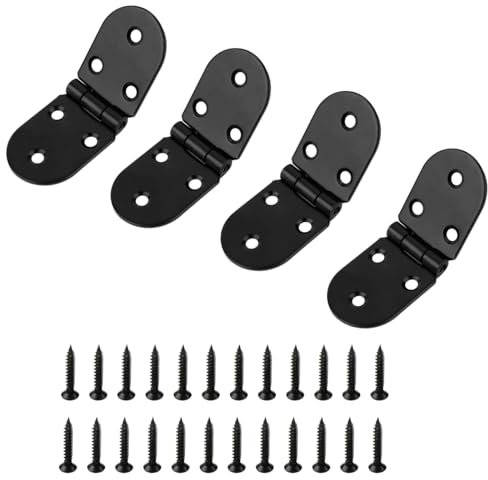 JJiaoLinin Cerniere pieghevoli, 4PCS Flip Cerniere Bordo Rotondo,Cerniere per Mobili,con 24PCS Vite Cerniere Nero Cerniere, per Scrivania Tavolo Pieghevole, Armadio, Casse di Legno, Porte