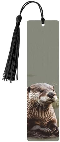 Otter Tier Holz Lesezeichen für Männer Frauen Holz Lesezeichen Einzigartige Handgemachte Lesezeichen mit Quaste Anhänger Handwerk Lesezeichen für Buchliebhaber Geburtstag Lehrer Geschenk
