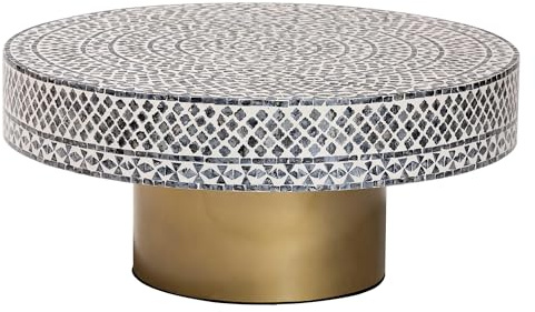 bali & pari Idra Coastal Black and White Mother of Pearl Capiz Shell Coffee Table