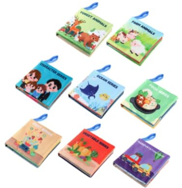 JunZheHub 8 Libri in Tessuto per Neonati, Stile, Giocattolo Educativo per La Prima Infanzia, Libri in Tessuto Frusciante Portatili, Giocattoli, come descritto, Dimensioni:
