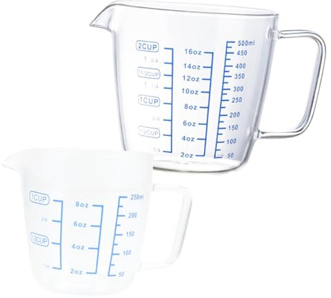 Ciieeo Hochwertiger Messbecher Aus Glas – 2er-set Großes Fassungsvermögen Zum Kochen Backen Hitzebeständig