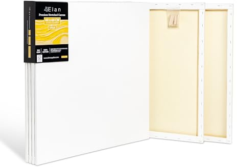 Elan sträckta dukar 60 x 60 cm 380 GSM, 4-pack konstdukar för oljemålning, stor duk för målning 380 GSM, oljemålning duk 60 x 60 cm
