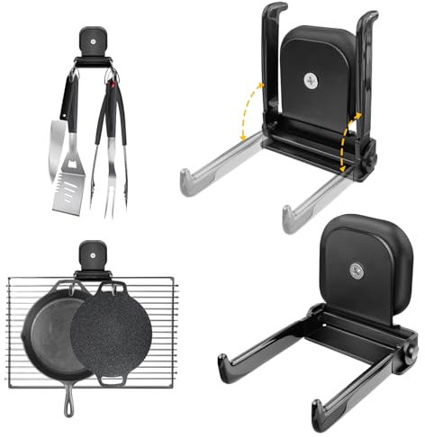BPOPO Crochets magnétiques pour barbecue, pliables, avec des aimants puissants, utilisés pour ranger les outils de barbecue, suspendre des crochets extérieurs et des ustensiles de cuisine