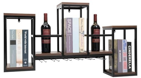 TouTToNG Wand Weinregal Weinflaschenhalter Metall Modern Multifunktionale Wandmontage Weinschrank, Flaschengestell Partial Holz für Zubehör Küche Esszimmer Bar