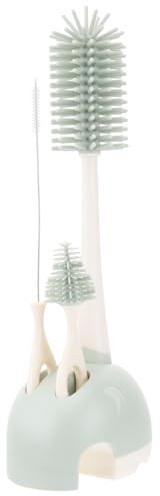 HAPINARY Ensemble de Brosses à Biberon en Silicone et Abs Nettoyage Rotatif à 360°, en Effort, Boîte de Rangement Éléphant, pour Biberons et Tétines Bébé