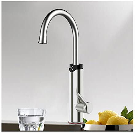 Grifo calentador de agua instantáneo eléctrico, grifo calentador de agua sin tanque 2 en 1, grifo de agua del grifo de calentamiento rápido de cocina de 220 V con pantalla digital LED,Negro Octopus