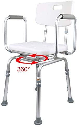 RUHEN Sedia da Doccia Sgabello da Bagno Sgabello da Vasca da Bagno Sgabello da Doccia S Sedile Regolabile Panca da Vasca da Bagno con Sedile Girevole Antiscivolo per disabili, Anziani bariatrici