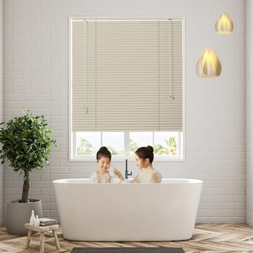 Tende Veneziane in Metallo di Alluminio, 60cm 70cm 80cm 100cm 115cm 120cm, Tende Veneziana Alluminio per Finestre, Veneziane da Interno Privacy e Protezione Solar, per Decorazione Casa Cucin(Cream)