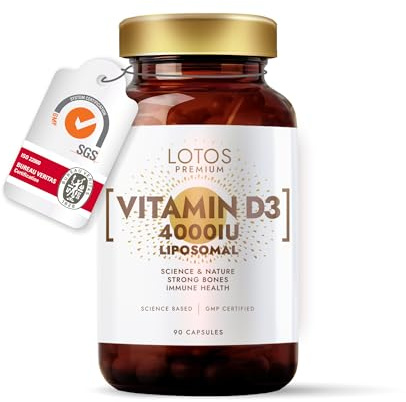 Lotos Pharma Liposomales Vitamin D3 4000 IE – 90 Kapseln - Hochdosiert Vita D für Immunsystem und Knochen - Hoch Bioverfügbares Vitamin D3 - Hergestellt Unter dem GMP zertifiziert Qualitätssystem