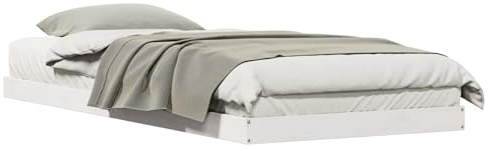 vidaXL Estructura de Cama 90 x 210 cm Madera de Pino Macizo, Cama Baja Moderna, Resistente, de Madera, Estilo Plataforma, Mueble contemporáneo para tu hogar
