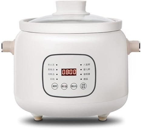 MGHRUEWH Olla Eléctrica De Cocción Lenta con Revestimiento Cerámico, Multifunción, con Temporizador De 24 Horas Y Función De Calentamiento, 3 litros (para 4 A 5 Personas), 220 W