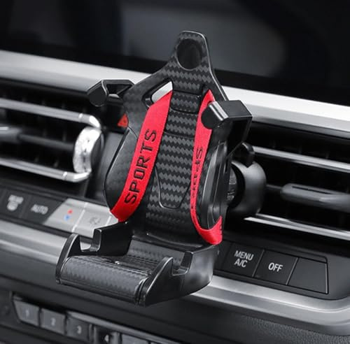 MAGSYNIX Racing Seat with Safety Belt Car Phone Holder Air Vent Mount – 360° Adjustable Cradle, Universal Fit for most phones, New Auto Accessories (Red)