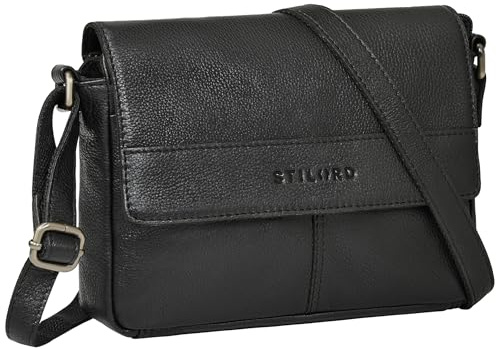 STILORD Miley Élégant Sac Bandoulière Femme Cuir Tendance Vintage Petit Sac a Main Femmes Bandoulieres Cuir Véritable Léger Besace avec Fermeture Zippée Sangle Réglable Couleur:Noir