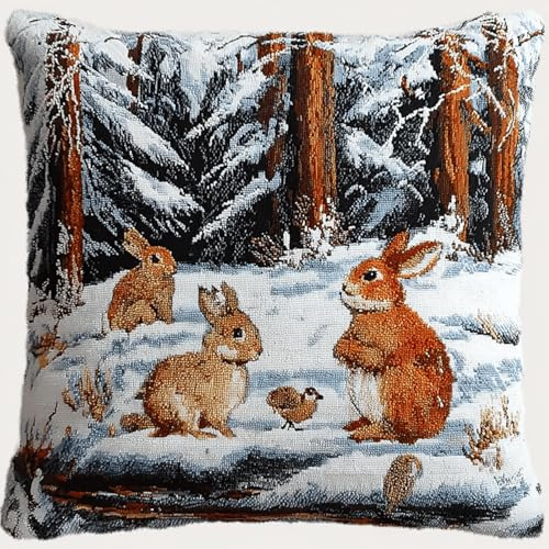 ANSIWEIGO Latch Hook Kit para cojines, juego de cojines de anudados, alfombra de nudos, cojín de sofá de 17 x 17 pulgadas, paquete de anudado incluido, gancho de anudado, juego creativo para