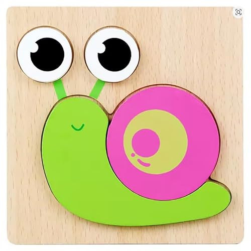 Holz Steckpuzzle für Kinder, 14,5 x 14,5 cm, Motorik Lernspielzeug (Schnecke)
