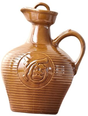 Veemoon Pichet Céramique Vintage Multifonction avec Poignée Fileté Cruche à Vin Portable Style Rétro pour Maison et Bar Ustensile Naturel Décoratif