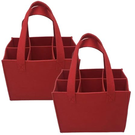 Bierträger, 2 Stück BierträgerMännerhandtasche mit Griff(Rot, 24x16x18cm) | Männerhandtasche Bier, Bierträger Flaschentasche 6 Flaschen für Wein/Getränke/Weinflaschen/Bottle