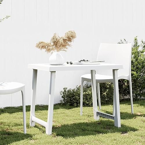 LoogCape White Camping Table, 79x56x64 cm PP Wooden Look, Durable Outdoor Dining for Patio, Garden, Picnic & Cookouts