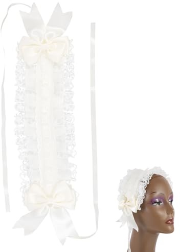 Ciieeo Bandeau pour Femmes et Filles Accessoire Cheveux Style Lolita Blanc Léger et Confortable en Dentelle pour Carnaval et Fêtes