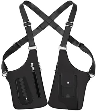 gresonic Sac Bandoulière Double Homme en Similicuir Unisexe pour sous Les aisselles, Sac à bandoulière réglable avec Attraction magnétique Faible et Design Anti-vol Discret