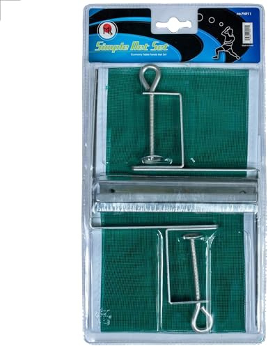 Martin Kilpatrick Simple Net Set – Green Nylon Net – Length of the Net Set is 66 inches – Fits Table Tennis Tables up to 2.5 inches Thick – Affordable Table Tennis Net Set