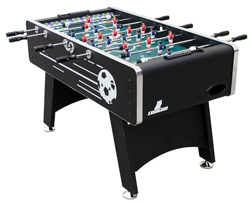 Cougar Arena Tischkicker | Höhenverstellbarer Kickertisch mit Teleskopstangen in Schwarz | Fußballtisch inkl. 4 Bälle & Punktezähler | Indoor Tischfußball