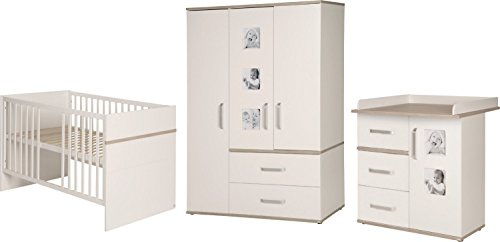 roba Kindermöbelset 'Moritz', 3-teilig, mit Kinderbett 70x140cm, Wickelkommode & Schrank, weiß