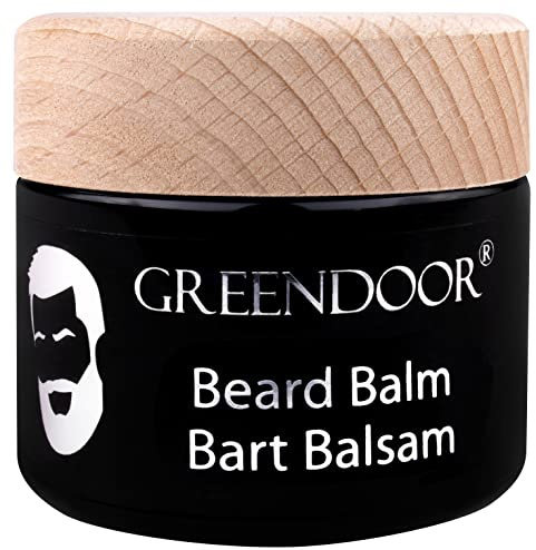 GREENDOOR VEGANER BARTBALSAM 50ml, Premium Bio Bartpflege, frischer Duft, reine ätherische Öle, Naturkosmetik, natürlicher Balsam für Bart Vollbart, Natur