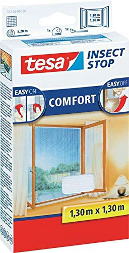 tesa Fliegengitter Comfort für Fenster - beste tesa Qualität - anthrazit, durchsichtig (6 Fliegengitter | 1,3m:1,3m)
