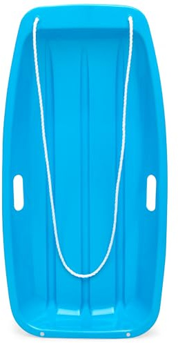 Best Choice Products 35in Kids Plastic Toboggan Snow Sled w/Pull Rope, 2 Handles - Blue