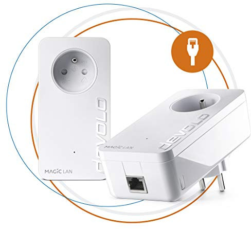 devolo Magic 2 LAN Starter Kit: 2x adattatori, presa Gigogne (2.400 Mbit/s, 1x porta Gigabit Ethernet), ideale per telelavoro, giochi, streaming, presa francese