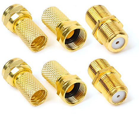Hyber&Cara F-type Connector Kit for Coaxial Cable Extension/Repair, 4 Pcs RG6 Plug Connector and 2 Pcs Female Coupler for SKY/Freesat/Virgin Media | Repair, 4 Pcs RG6 Plug Connector and 2 Pcs Female Coupler for SKY/Freesat/Virgin Media