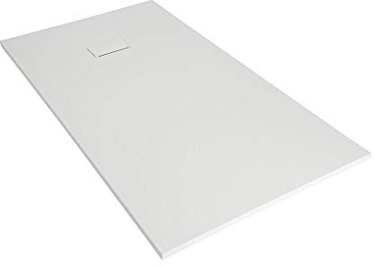 Milano Rasa White Low Profile Rectangular Textured Slate Effect Shower Tray - 1200 x 800mm